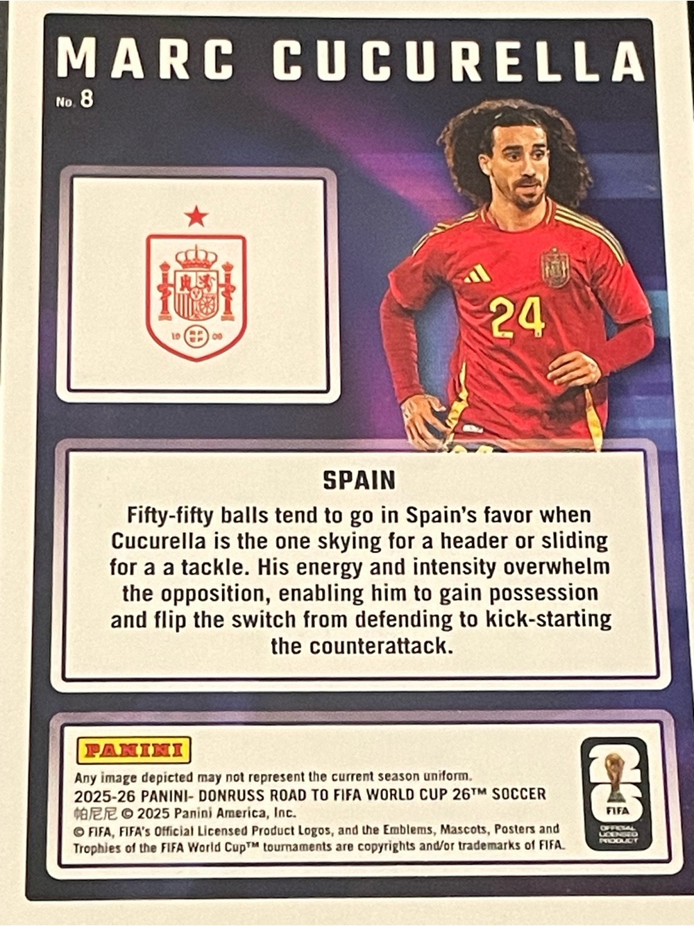 2025-26 Panini Donruss Road to Fifa World Cup - Magicians Marc Cucurella #8 Red - Picture 5 of 5